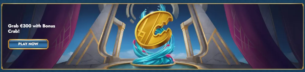 OceanSpin Bonus Crab promotion featuring a €300 reward.